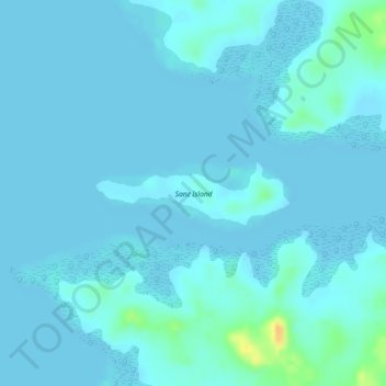 Mappa topografica Sanz Island, altitudine, rilievo