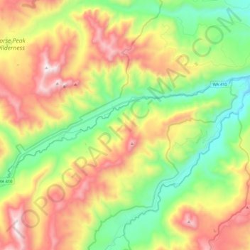 Mappa topografica American River, altitudine, rilievo