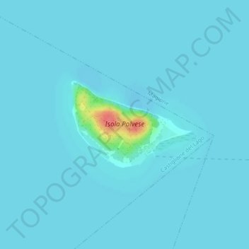 Mappa topografica Isola Polvese, altitudine, rilievo