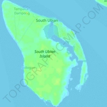 Mappa topografica South Ubian Island, altitudine, rilievo
