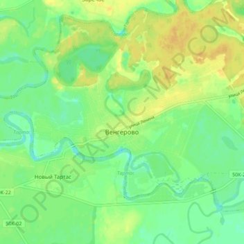 Mappa topografica Венгерово, altitudine, rilievo