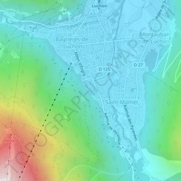 Mappa topografica Thermes, altitudine, rilievo