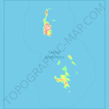 Mappa topografica Semidi Wilderness, altitudine, rilievo