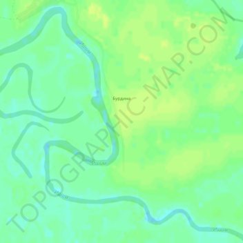 Mappa topografica Бурдина, altitudine, rilievo