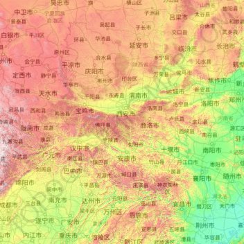 Mappa topografica 秦岭, altitudine, rilievo