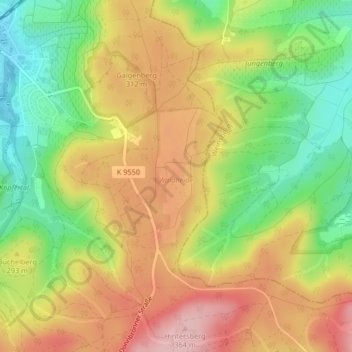 Mappa topografica Waldheide, altitudine, rilievo