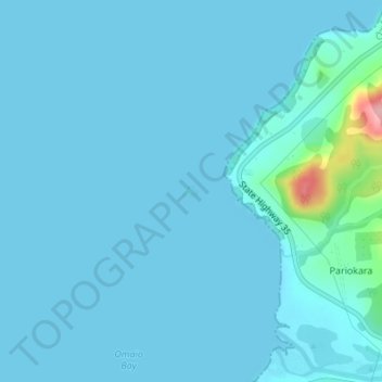 Mappa topografica Motonui Island, altitudine, rilievo