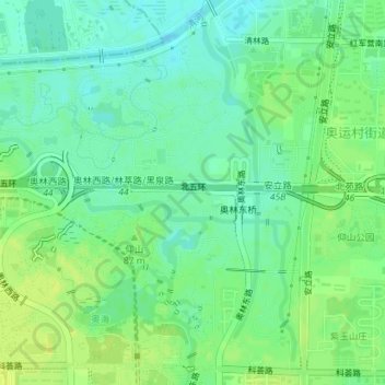 Mappa topografica 奥林匹克森林公园, altitudine, rilievo