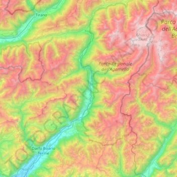 Mappa topografica Val Camonica, altitudine, rilievo