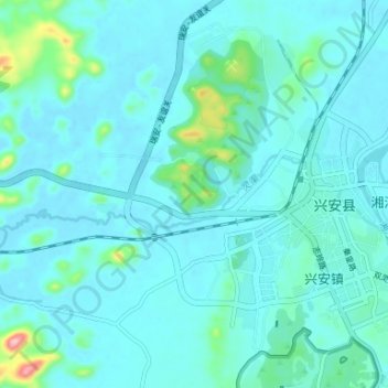 Mappa topografica 灵渠, altitudine, rilievo