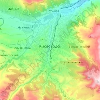 Mappa topografica Кисловодск, altitudine, rilievo