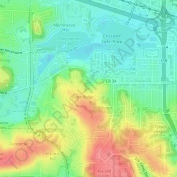 Mappa topografica Eagle Ridge Park, altitudine, rilievo