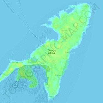 Mappa topografica Olango Island, altitudine, rilievo