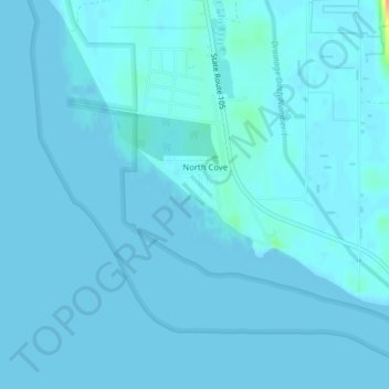 Mappa topografica Washaway Beach, altitudine, rilievo