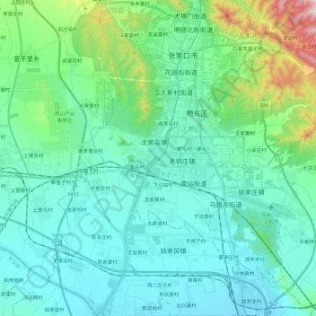 Mappa topografica 清水河, altitudine, rilievo