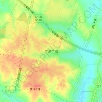 Mappa topografica 空港花田, altitudine, rilievo