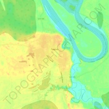 Mappa topografica Tevriz, altitudine, rilievo