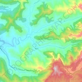 Mappa topografica Koyna River, altitudine, rilievo