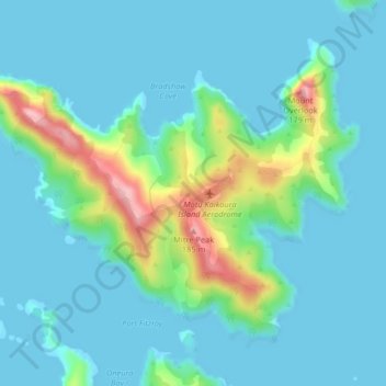 Mappa topografica Kaikoura Island, altitudine, rilievo