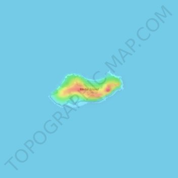Mappa topografica Medio Island, altitudine, rilievo