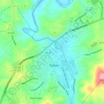 Mappa topografica Chestnut Creek, altitudine, rilievo