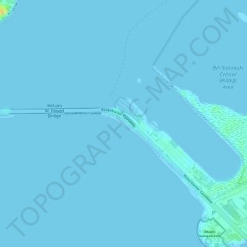 Mappa topografica Hobie Island Beach Park, altitudine, rilievo