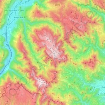Mappa topografica Pasubio, altitudine, rilievo