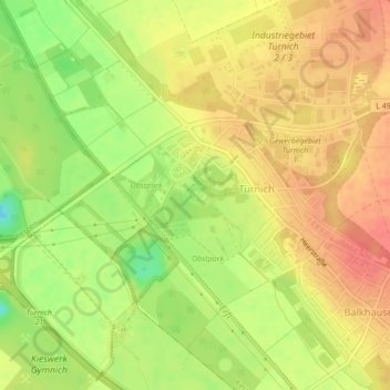Mappa topografica Schloss Türnich, altitudine, rilievo