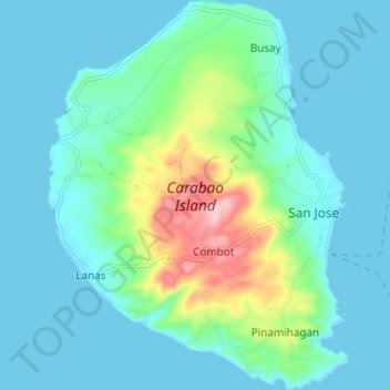 Mappa topografica Carabao Island, altitudine, rilievo