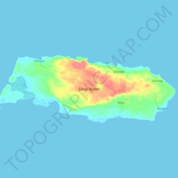 Mappa topografica Sibay Island, altitudine, rilievo