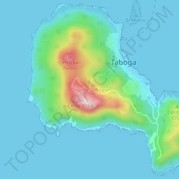 Mappa topografica Taboga, altitudine, rilievo