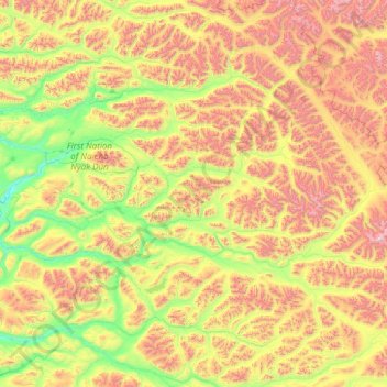 Mappa topografica Hess River, altitudine, rilievo