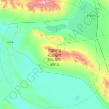 Mappa topografica 冷湖天文观测基地核心暗夜保护区, altitudine, rilievo