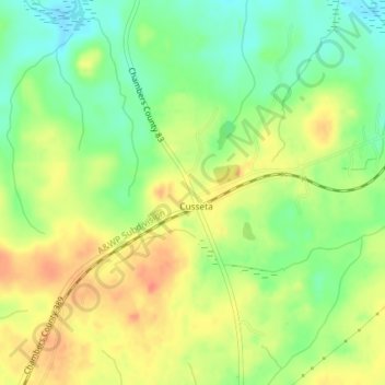 Mappa topografica Cusseta, altitudine, rilievo