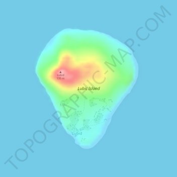 Mappa topografica Lubid Island, altitudine, rilievo