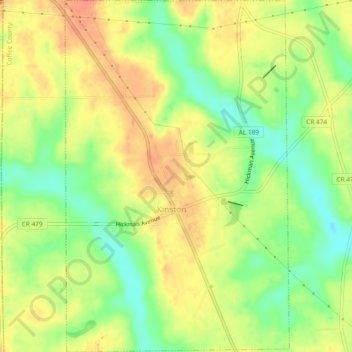 Mappa topografica Kinston, altitudine, rilievo