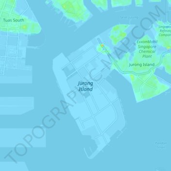 Mappa topografica Jurong Island, altitudine, rilievo