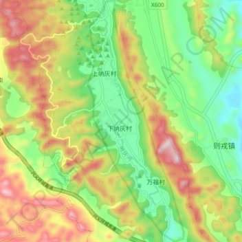 Mappa topografica 万峰林景区, altitudine, rilievo