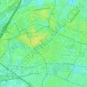 Mappa topografica Palais Rohan, altitudine, rilievo
