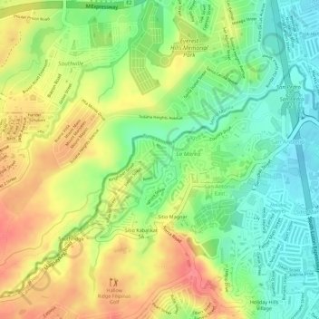 Mappa topografica Tunasan River, altitudine, rilievo