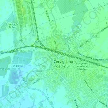 Mappa topografica Parco Europa Unita, altitudine, rilievo