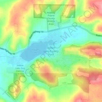 Mappa topografica Indian Lake County Park, altitudine, rilievo