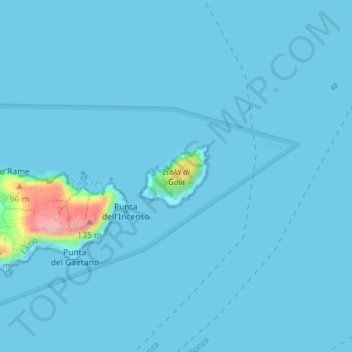 Mappa topografica Isola di Gavi, altitudine, rilievo