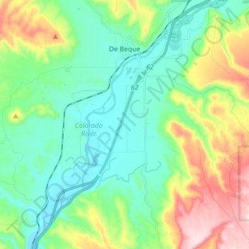 Mappa topografica De Beque, altitudine, rilievo