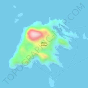 Mappa topografica Miniloc Island, altitudine, rilievo