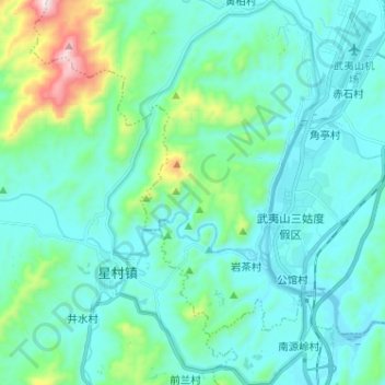 Mappa topografica 武夷山国家级风景名胜区, altitudine, rilievo