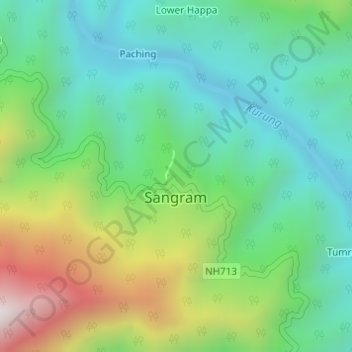 Mappa topografica Sangram, altitudine, rilievo