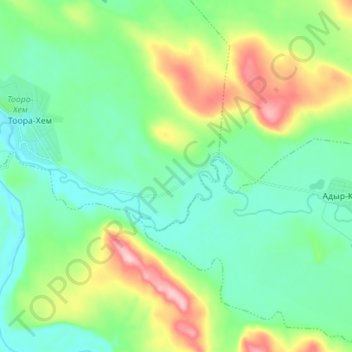 Mappa topografica Тоора-Хем, altitudine, rilievo