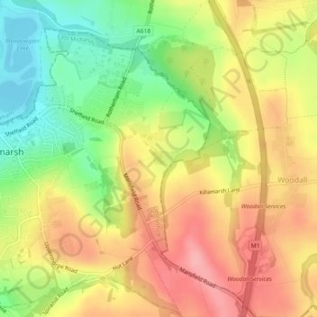 Mappa topografica Norwood Cottage Lakes, altitudine, rilievo