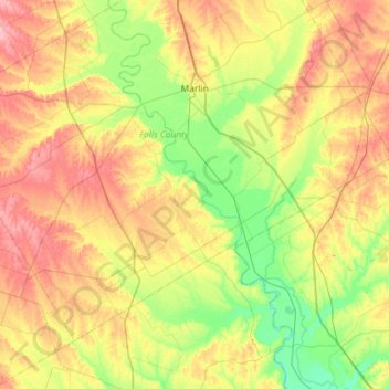 Mappa topografica Brazos River, altitudine, rilievo